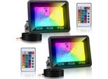 Clanmacy 30W Rgb Proiettore Con Telecomando Faretto Led Rgb Faretto Led Rgb Per Esterni IP66 Impermeabile 2 Pezzi