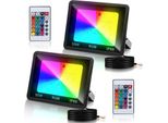 Clanmacy 50W Proiettore Rgb Con Telecomando Faretto Led Rgb Faretto Led Rgb Per Esterni IP66 Impermeabile 2 Pezzi