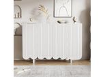 Cassettiera Merax A 4 Ante, Credenza Mobile Da Soggiorno Buffet, L:120Cm, Bianco
