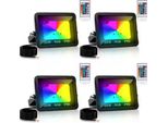 Clanmacy 20W Rgb Proiettore Con Telecomando Faretto Led Rgb Faretto Led Rgb Per Esterni IP66 Impermeabile 4 Pezzi