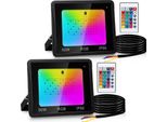 Jopassy 50W Rgb Proiettore Con Telecomando Faretto Led Rgb Faretto Led Rgb Per Esterni IP66 Impermeabile 2 Pezzi
