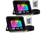 Jopassy 30W Rgb Proiettore Con Telecomando Faretto Led Rgb Faretto Led Rgb Per Esterni IP66 Impermeabile 2 Pezzi