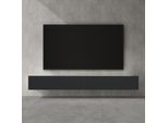 Doporro Mobile Porta Tv Sospeso 240 Cm Con 2 Ante Bianco Opaco E Antracite Opaco, Credenza Bassa Da Soggiorno Salotto, Madia Consolle Bicolore Per Tv Fernsehschrank02