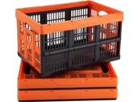 Set Di 3 45L Professional Folding Box Pp Transport Box Foldable Storage Box Handle Stackable Boxes Storage Box Folding Boxes Stacking Boxes Storage & Transport - Orange