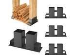 Yuenfong Set Di 4 Supporti Per Accatastare La Legna, Stabile Supporto Per Legna Da Ardere Supporto Per Accatastare Legna Da Ardere Zincata (4 Pezzi, Nero)