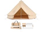 Tenda A Campana 4X2,5 M - Tenda Yurta In Cotone E Pali Di Ferro - Telo Di Fondo In Pvc - Tenda Da Campeggio Per 6 Persone - Tenda Familiare Con 8 Finestre - Tenda Di Gruppo Per Avventure All'aperto