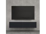 Doporro Mobile Porta Tv Sospeso 140 Cm Con 2 Ante Bianco Opaco E Antracite Opaco, Credenza Bassa Da Soggiorno Salotto, Madia Consolle Bicolore Per Tv Fernsehschrank02