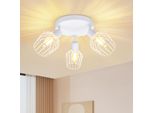 Zmh Faretto Da Soffitto Bianco A 3 Fiamme - Faretto Da Soffitto Rotondo E14 Faretti Da Soffitto Orientabili Spot Da Soffitto Vintage Ruotabile A 350° Lampada Da Parete Per Bagno Corridoio Corridoio