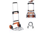 Carrello Manuale Pieghevole Da 125 Kg - Lega Di Alluminio E Plastica - Carrello Impilabile Con Maniglia Regolabile 820-1105 Mm - Carrello Pieghevole - Corda Di Legatura Inclusa - Dimensioni Compatte Per Lo Stoccaggio