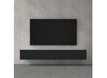 Doporro Mobile Porta Tv Sospeso 200 Cm Con 2 Ante Bianco Opaco E Antracite Opaco, Credenza Bassa Da Soggiorno Salotto, Madia Consolle Bicolore Per Tv Fernsehschrank02