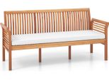 Panca Da Giardino Costway Per 3 Posti In Legno Di Acacia, Panca In Legno Con Cuscino, Panca Da Giardino Per Balcone Fino A 540Kg, Panca Da Parco 159X59X77Cm