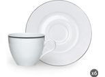 Excelsa Set 6 Tazze Espresso Con Piattini Porcellana Platino 10 Cl Argento