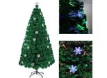 Yuenfong Albero Di Natale Artificiale 210 Cm Con Led In Fibra Di Vetro E Fiocchi Di Neve Decorazione Natalizia Albero Di Natale Con 260 Punte 32 Led E 32 Fiocchi Di Neve