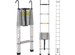 Scala Telescopica Da 5,54 M Con Scala Pieghevole Antiscivolo - Scaletta Da 112X49X8,5 Cm - Sistema Di Bloccaggio - Scala Multiuso In Lega Di Alluminio - Portata Fino A 190 Kg - Ideale Per Riparazioni Domestiche, Decorazioni E Pittura Delle Pareti.