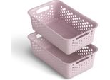 Cestino 2 Pezzi 2L Con Manici - Senza Bpa - Organizzatore ( 25 X 16 X 8 Cm / Rosa ) - Cestino Per Bagno Cucina Camera Da Letto, Cestino Per La Casa