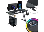 Yuenfong 140 X 60 Cm Scrivania Da Gioco, Scrivania Da Gioco Con Illuminazione A Led, Gancio Per Cuffie E Portabicchieri, Scrivania Per Computer Stabile (Tye B Con Led)