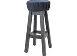 Casa Padrino Sgabello Da Bar In Stile Country Nero/Marrone Scuro H. 80 Cm - Sgabello Da Bar Imbottito In Legno Massello