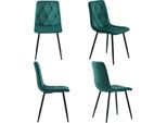 Sedie Da Pranzo Aiorber, Set Di 4, In Velluto, Con Schienale, Morbide E Confortevoli, Struttura In Metallo, Minimaliste, Per Sala Da Pranzo, Soggiorno, 45X40X86Cm, Verde