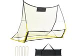 Rimbalzatore Di Calcio - Parete Di Rimbalzo Portatile A Doppia Rete - 25,4 X 25,4 Mm - Tubo Di Ferro E Rete In Pe - Bambini E Adolescenti - Porta Da Calcio Regolabile - Biliardino Rimbalzante - Giallo