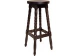 Casa Padrino Sgabello Da Bar In Stile Liberty Marrone Scuro H. 80 Cm - Sgabello Da Bar Rotondo In Legno Massiccio