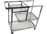 Casa Padrino Carrello Di Servizio Argento / Vetro 89 X 42 X H 80Cm - Carrello In Acciaio Inox Con Vetro - Carrello Bar Gastronomia