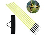 Yuenfong Set Di Bastoni Da Slalom 150 Cm, Set Di 6 Bastoni Da Allenamento Con Punte In Acciaio E Borsa Per Il Trasporto, Bastoni Per L'allenamento Dell'agilità E Della Coordinazione (1,5 M)