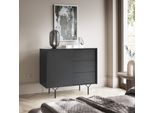 Cassettiera 97 Cm, Nero Grafite, 3 Cassetti 1 Anta, Design Moderno
