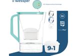 Caraffa Filtrante Wessper Da 2,7 L Compatibile Con Brita Maxtra Per La Porta Del Frigorifero Con Indicatore Manuale Di Usura Del Filtro | 10X Filtro Acqua - Menta