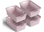 4 Pezzi Cestino Portaoggetti 5L Con Manici - Senza Bpa - Organizzatore ( 30 X 20 X 11 Cm / Rosa ) - Cestino Per Bagno Cucina Camera Da Letto, Cestino Per La Casa