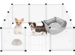 Yuenfong Recinto All'aperto Con Porta Per Conigli, Recinto Fai Da Te Per Piccoli Animali In Plastica Per Interni, Recinto Espandibile Per Piccoli Animali, Porcellini D'india, Criceti, 145X75X48 Cm, Bianco