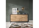 Cassettiera Moderna In Rovere Evoke 154 Cm, Cassa Nera