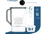 Caraffa Filtrante Wessper Da 2,7 L Compatibile Con Brita Maxtra Per La Porta Del Frigorifero Con Indicatore Manuale Di Usura Del Filtro | 10X Filtro Acqua - Nero