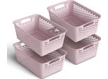 4 Pezzi Cestino Portaoggetti 10L Con Manici - Senza Bpa - Organizzatore ( 37 X 26 X 17 Cm / Rosa ) - Cestino Per Bagno Cucina Camera Da Letto, Cestino Per La Casa