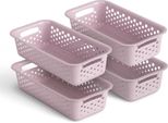 4 Pezzi Cestino 0,7L Con Manici - Senza Bpa - Organizzatore ( 20 X 10 X 5 Cm / Rosa ) - Cestino Per Bagno Cucina Camera Da Letto, Cestino Per La Casa