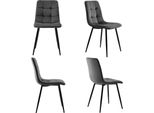 Cdglobal Set Di 4 Sedie Da Pranzo Sedia Imbottita Con Schienale, Portata Massima 120 Kg, Gambe In Metallo, (Grigio Scuro)