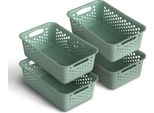 4 Pezzi Cesto Di Stoccaggio 2L Con Manici - Senza Bpa - Organizzatore ( 25 X 16 X 8 Cm / Verde ) - Cesto Per Bagno Cucina Camera Da Letto, Cesto Per La Casa