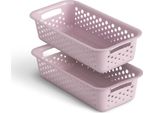 2 Pezzi Cestino 0,7L Con Manici - Senza Bpa - Organizzatore ( 20 X 10 X 5 Cm / Rosa ) - Cestino Per Bagno Cucina Camera Da Letto, Cestino Per La Casa