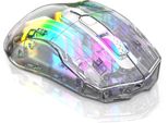 BM530 Mouse Bluetooth Senza Fili Con Tre Modalità, Trasparente, Emissione Di Luce Rgb, Mouse E-Sport Da Gioco Cablato, Bianco