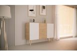 Elegante Cassettiera Artisan In Rovere E Bianco, Stile Scandinavo - Design Moderno