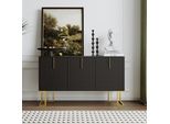 Credenza Merax A 3 Ante Con Ripiani Regolabili, Cassettiera Con Base In Metallo, Credenza Buffet, Armadietto, 138X80,5X40Cm,Schwaz