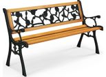 Panca Da Giardino Costway Resistente Alle Intemperie, Panca A 2 Posti Con Braccioli E Schienale, Panca Da Balcone, Panca In Legno, Panca Da Parco 126 X 52 X 74 Cm