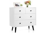 Cassettiera Costway Con 4 Cassetti, Moderna Cassettiera In Legno Con Protezione Antiribaltamento, Pratico Organizer Bianco