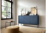 Elegante Cassettiera Blu Navy 153 Cm, Design Moderno, Struttura Nera