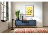 Mobile Rtv Moderno 153 Cm Blu Navy Con Cornice Nera, Minimalismo