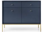 Elegante Cassettiera Blu Scuro 83X103 Cm, Design Moderno, Struttura Dorata