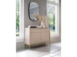 Elegante Cassettiera Beige Sabbia 83X103 Cm, Design Moderno, Struttura Dorata