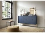 Elegante Cassettiera Blu Navy 153 Cm, Design Moderno, Cornice Dorata