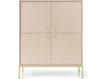Armadio Moderno Beige Sabbia, Struttura Dorata, H 125 Cm, L 103 Cm