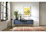 Mobile Moderno Rtv 153 Cm Blu Navy Con Cornice Dorata, Minimalismo