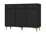 Cassettiera Combinata Iros 1 Con Cassetti E Ante - Nero Grafite / Oro